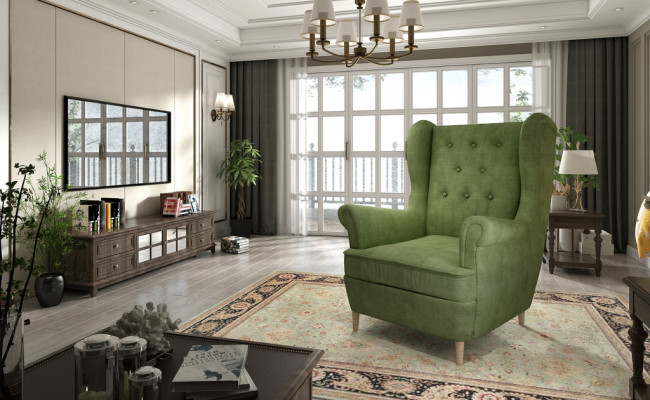 Lounge Ohren Sessel Club Designer Möbel Fernseh Sofa Stuhl Samt Polster Sitz Neu