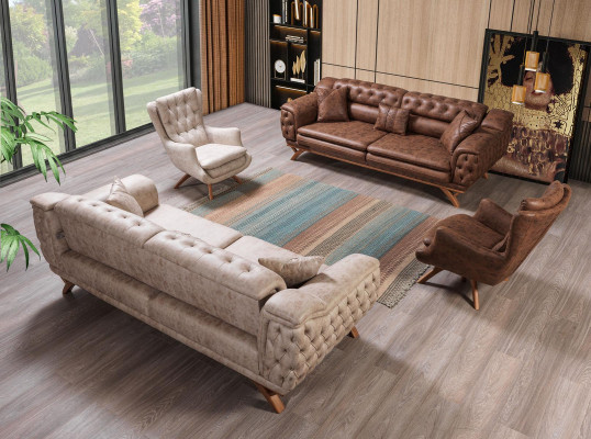 Sofa 3 Sitzer Chesterfield Stoff Couch Polster Sofas Kunstleder Couchen