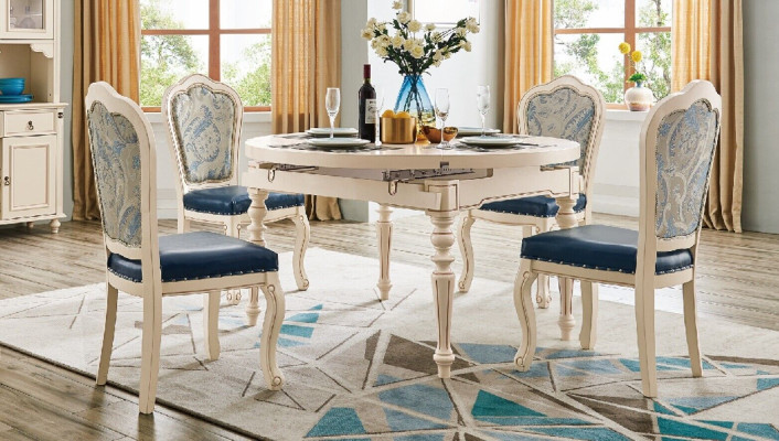 Klassische Esszimmer Garnitur Tisch mit 4 Stühlen Set Stuhl Gruppe Tische 5tlg