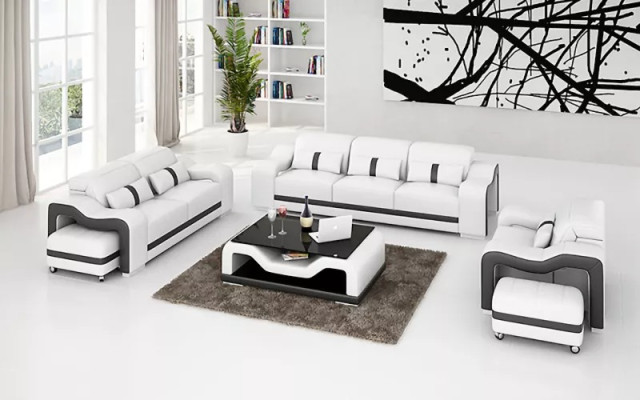Sofagarnitur 321 Sitzer Ledersofa Modernes Sofa Wohnlandschaft Designer