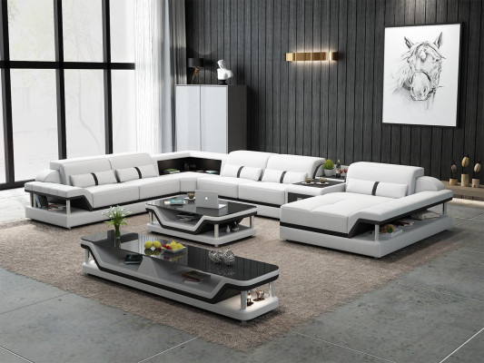 Wohnlandschaft U Form Ecksofa Couchtisch Sideboard Design Wohnlandschaft 3tlg