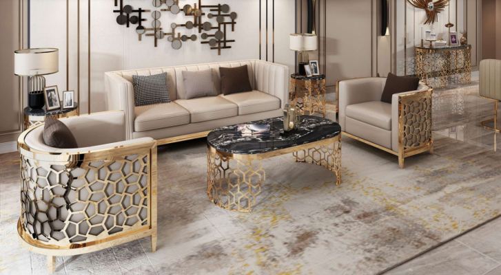 Design Polster Sofas Leder Relax Modern NEU Beige Sitzgarnitur 3+1+1 Sitzer