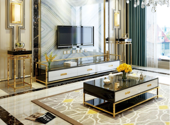 Modernes Design Wohn Wand Wohnzimmer Sideboard RTV Regal + Seiten