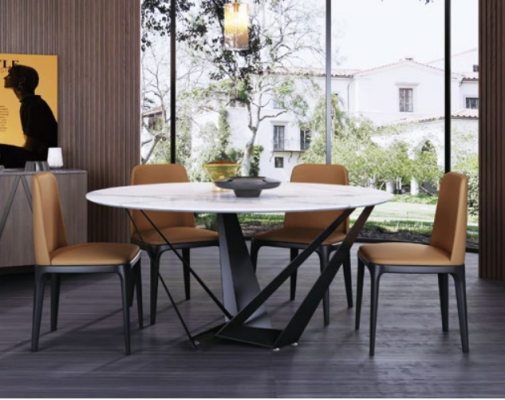 Design Rund Tisch 4x Sessel Stühle Ess Zimmer Polster Sitz Runde Tische