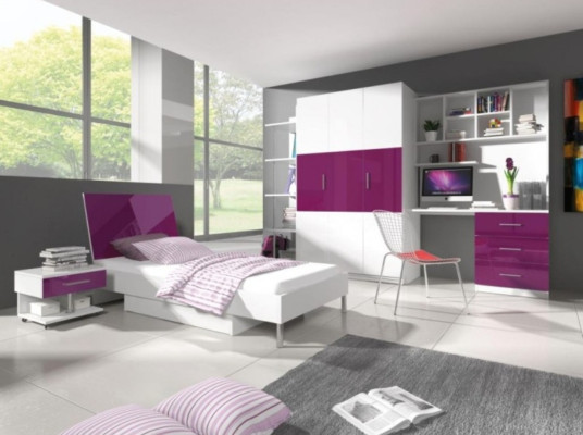 Schrank Kleiderschrank Kinder Kinderzimmer Unisex Kinderzimmer Möbel Lila Weiß