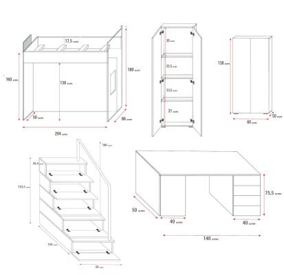 Doppelstockbett Schwarz Tisch Schrank Multifunktion Etagen Hochbett Kinderzimmer