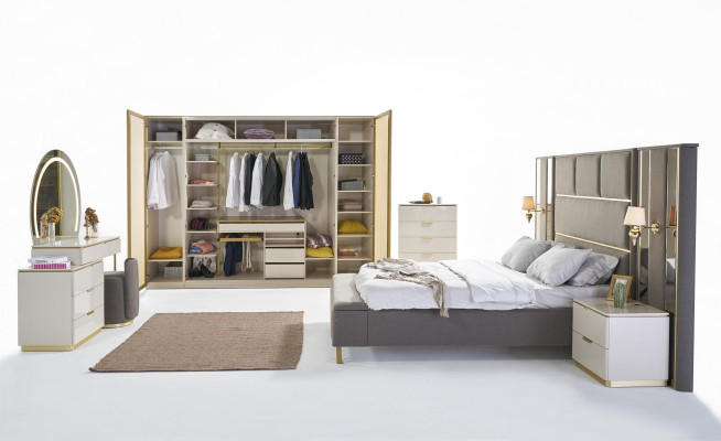 Kommode Beige Holz Luxus Hochschrank Konsolen Schränke Möbel Sideboard Schrank