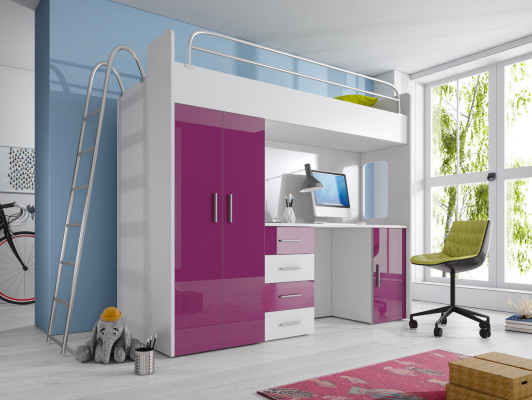 DOPPELSTOCKBETT STOCKBETT ETAGENBETT MIT SCHREIBTISCH KLEIDERSCHRANK NEU GRAU