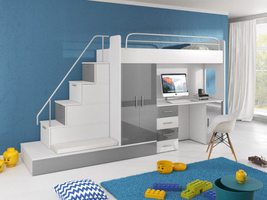 Doppelstockbett Etagenbett Jugendzimmer Bett Kleiderschrank Schrank Schreibtisch