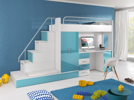 Doppelstockbett Etagenbett Jugendzimmer Bett Kleiderschrank Schrank Schreibtisch