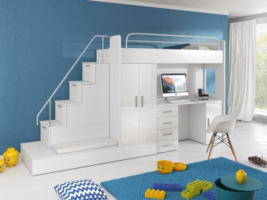 Jugendzimmer Doppelstockbett Etagenbett Kleiderschrank Schreibtisch RAJ 5