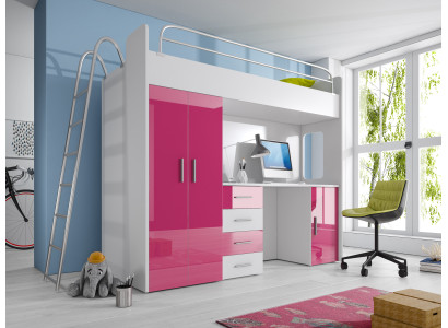 Exquisites Etagenbett + Schreibtisch + Kleiderschrank moderner Stil für Ihr Baby aus Holz