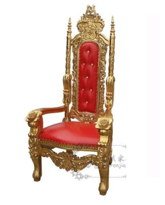 Ein großartiges Design eines atemberaubenden roten Stuhls mit unglaublichen Details auf jedem dekorativen Element im barocken Stil 