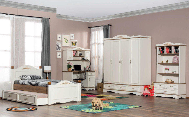 Kinderbett Kinderzimmer Bett Schlafzimmer Design Luxus Möbel Holz Jugendzimmer