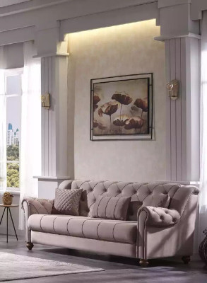 Klassische Wohnzimmer Garnitur 3+1 Couch Sitz Sofa Polster Neu Beige