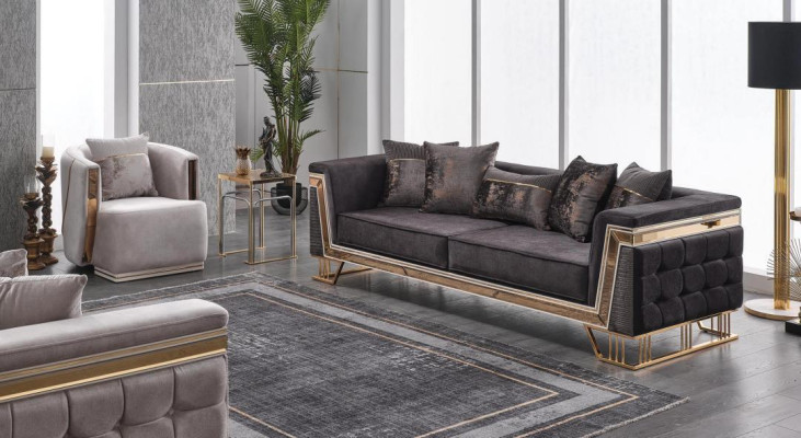 Polstergarnitur Luxus Sofas Dreisitzer Sessel Moderne Wohnzimmer Couch