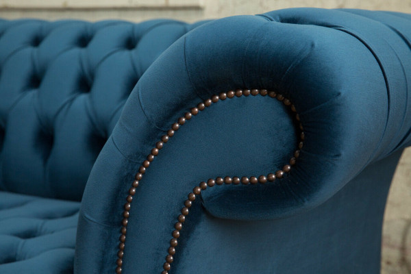 Chesterfield 3 Sitzer Polster Couch Leder Stoff Sofa Couchen Textil Modern Stil