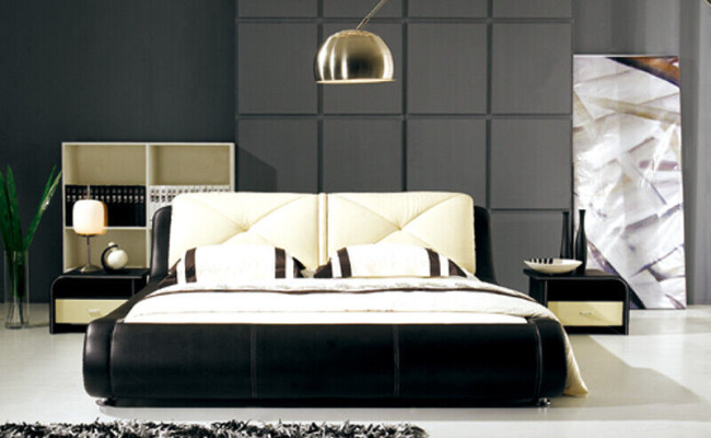 Leder Bett Polster Luxus Design Doppel Hotel Holz Betten Schlaf Zimmer
