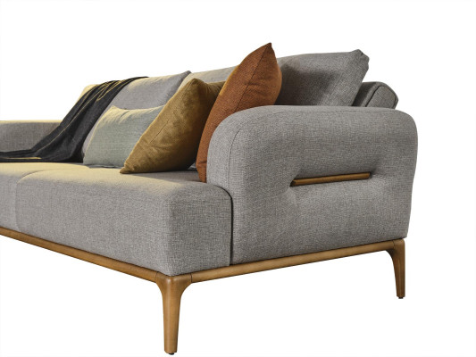 Modern Dreisitzer Sofa 3 Sitzer Sofas Design Grau Modern Stoff Polyester Neu