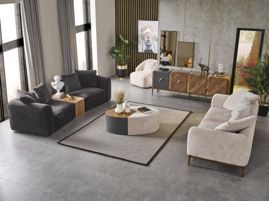 Sessel Ohrensessel Modern Stoff Wohnzimmer Polyester Weiß Design Sitz