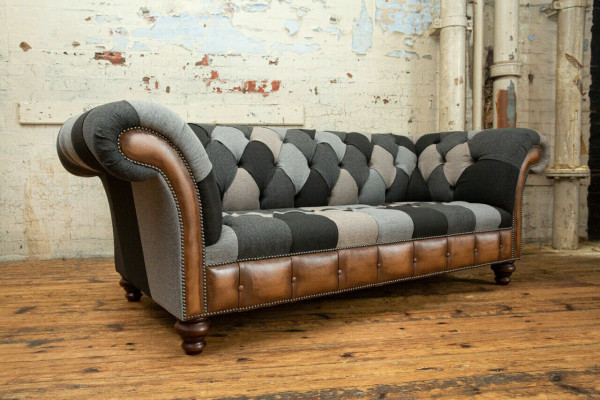 Chesterfield Design Couch 3er Deisitzer Couchen Stoff Sofa Sitz Polster Sofas