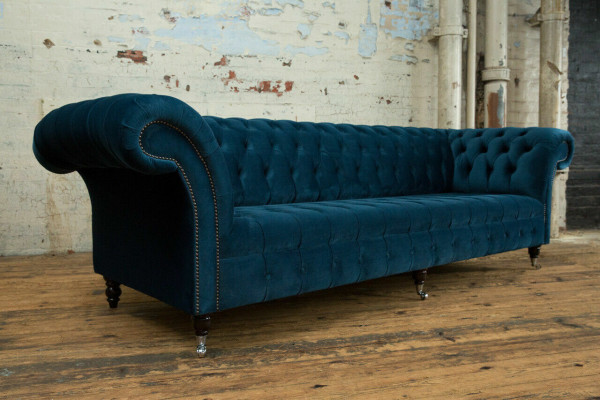 Design Chesterfield Sofagarnitur 4 Sitzer Stoff Couch Sofa Polster Sofas 265cm