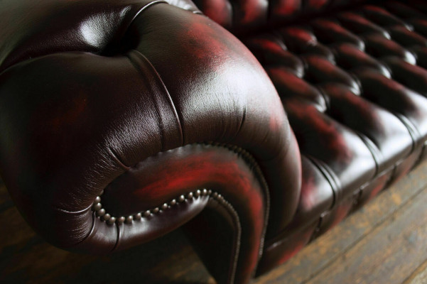 Bordaux Chesterfield Dreisitzer Luxus Wohnzimmer 3-er Couch