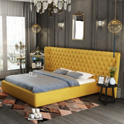 XXL Big Wand Paneel Bett Chesterfield Hotel Luxus Design Betten 200x200cm Neu
