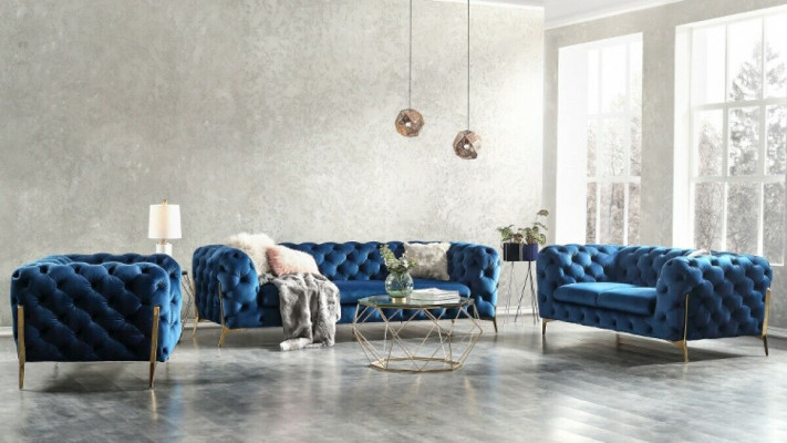 Sofa Couch Polster XXL Big Garnitur Chesterfield Textil 3+2+2 designer Couchen