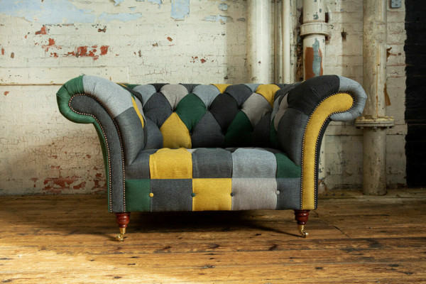 Bunter Chesterfield Einsitzer Moderner Wohnzimmer Sessel
