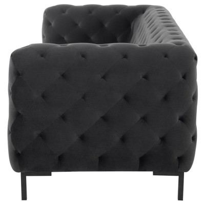 Designer Schwarzer Dreisitzer Chesterfield 3-er Moderne Couch