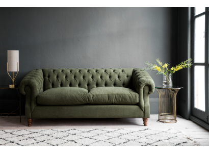 Grüner Polster Chesterfield Dreisitzer Designer Luxus 3-er Couch