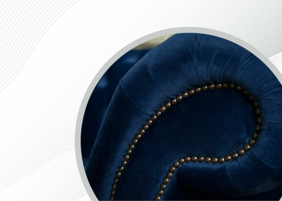 Design Sofa 4 er Couch Textil Polster Blau Klassische Sofas Chesterfield Neu