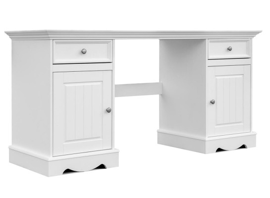 Landhaus Schreibtisch Möbel Arbeitszimmer Büromöbel Echtholz Office Tisch Weiß
