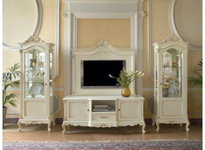 Wohnwand Wohnzimmer Vitrine Sideboard RTV Regal Wände Schrank 4tlg. Massivholz Wohnwand Wohnzimmer Vitrine Sideboard RTV Regal Wände Schrank 4tlg. Massivholz