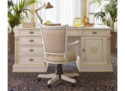 Büroset Schreibtisch Chefsessel Komplett Office Barock Rokoko 2tlg. Set Massivholz