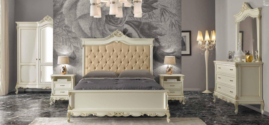 Schlafzimmer Bett mit 2 Nachttische Gruppe Garnitur Set Betten Chesterfield Massivholz