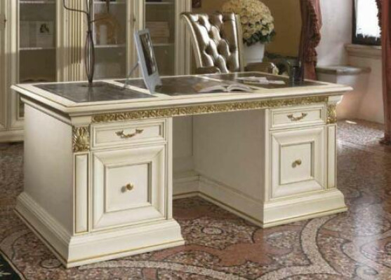 Schreibtisch Büro Tisch Edle Massivholz Tische Barock Rokoko Antik Stil 186x91cm Neu