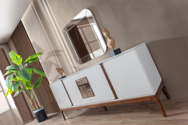 Luxus Esszimmer Set Anrichte Spiegel 2 tlg Modern Essgruppe Kommode