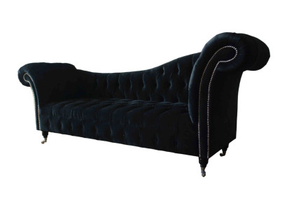 Sofa Luxus Textil Chesterfield Couch Polster 3 Sitzer Garnitur Blau Samt