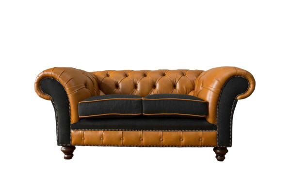 Chesterfield Ledersofa Sofa Couch Polster 2 Sitzer Textil Sofas Couchen