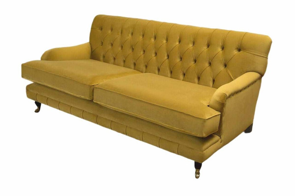 Sofa 3 Sitzer Gelb Polstersofa Wohnzimmer Elegantes Design Klassische