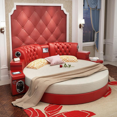 Rundes Kingsize Bett Rund Betten Multifunktion Hotel Polster Led Regal