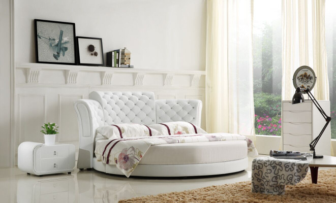 Chesterfield Rund Bett Möbel Polster Betten Schlafzimmer Möbel Lederbett Hotel
