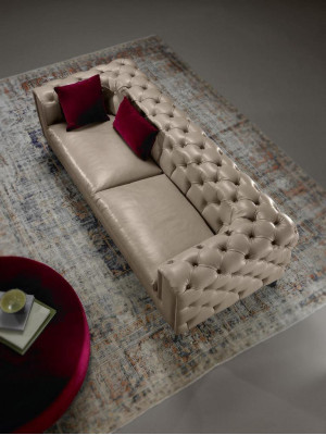 Luxuriöses 3+3 sitzer sofagarnitur in beige von chesterfield