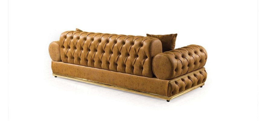 Garnitur Luxus Chesterfield Sofagarnitur 3+3 Sitzer Sofa Sessel Sofas Leder 2tlg