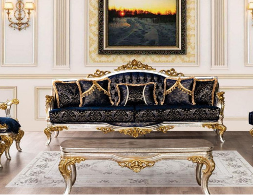 Sitz Dreisitzer Sofa 3 Sitzer Sofa Sofas Stoff Stil Barock Rokoko Klassische Neu