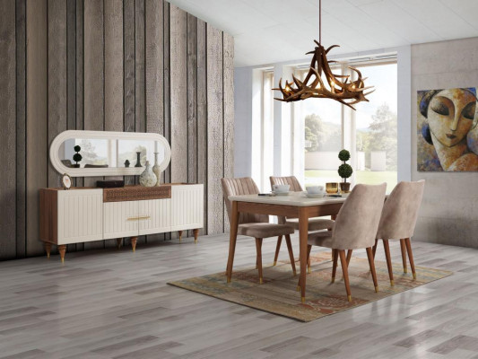 Komplettes Wohnzimmer Set + Esszimmer Garnitur Tisch Regal Kommode 6tlg.
