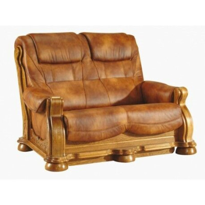 Klassische Ledercouch Sofagarnitur Komplettes Set 3+2+2 Holzgestell Polster Couchen