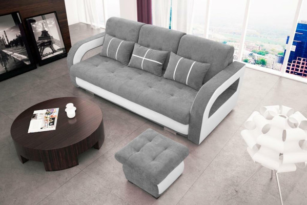 Sofa Couch Polster Sofas Couchen Schlafsofa Bettfunktion 3 Sitzer + Hocker Neu